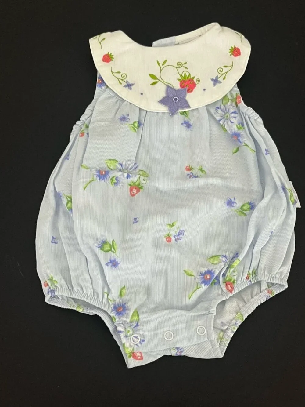 Little Me Infant Girl's 3 months Blue Floral Romper One Piece Bubble NWT